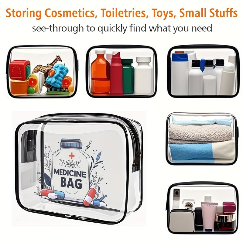 帶拉鍊閉合 大容量 易於清潔 時尚高品質女士和女孩儲物袋 高品質小袋 pvc化妝包 洗漱包 旅行便攜 tsa准入