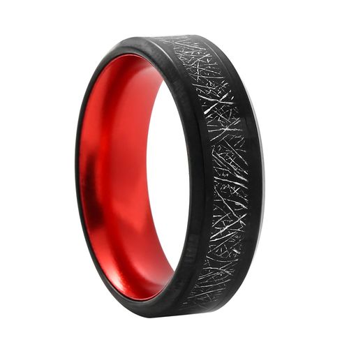 Titanium Steel Ring Imitation Black Meteorite From Europe And America