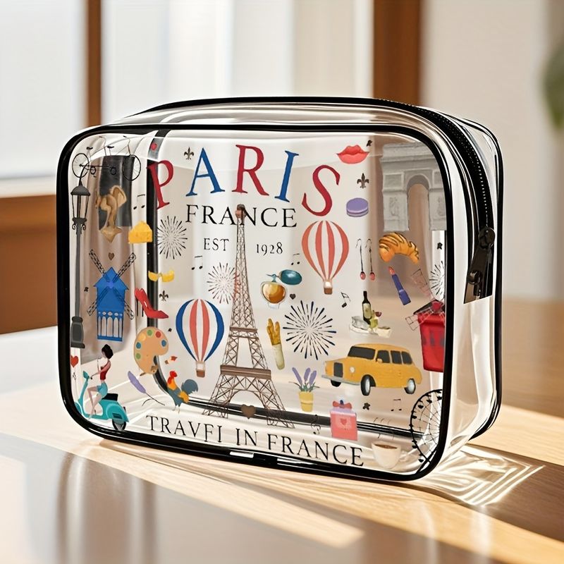 透明單面印刷盥洗包 便攜戶外旅行化妝品收納袋 加厚PVC收納袋