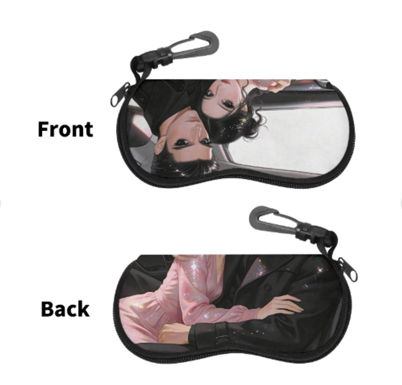 現代浪漫情侶汽車眼鏡盒近視鏡墨鏡盒防摔防壓高顏值高級感都市風皮質來圖定制 可一件定制
