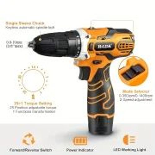 21V, Cordless Drill, Various Speed, Li-Ion Battery Powered, 25+1 Torque Setting, Keyless Chuck, Electric Drill For Metal, Wood, Ceramic Tile Drilling