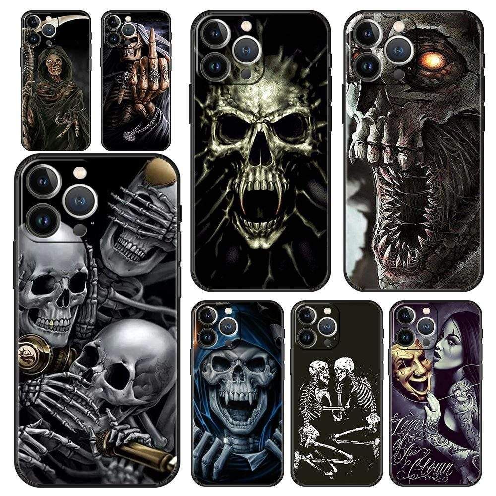 Anti-Explosion Anti-Fall Skull Design TPU Mobile Phone Case for iPhone 16 Pro Max 15 14 13 Pro Max Customizable Picture