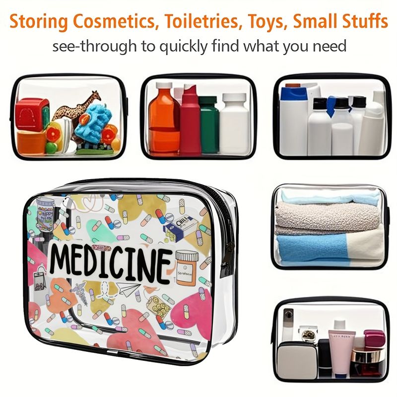 旅行化妝收納包 帶拉鍊閉合 大容量 易於清潔 時尚高品質女士和女孩儲物袋 高品質小袋 pvc化妝包 洗漱包 旅行便攜 tsa准入