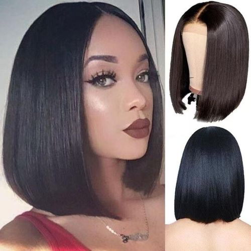 Fashion black long bobo bobo head wig female middle bangs full head set