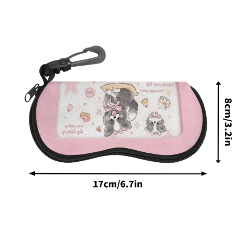 卡通邊牧眼鏡盒近視鏡墨鏡盒防摔防壓高顏值高級感兒童少女皮質來圖定制 可一件定制