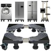 1pc Polyresin Adjustable Appliance Stand with Locking Wheels and Feet - Mobile Base Dolly for Refrigerator, Washer, Dryer - Uncharged, No Battery Required