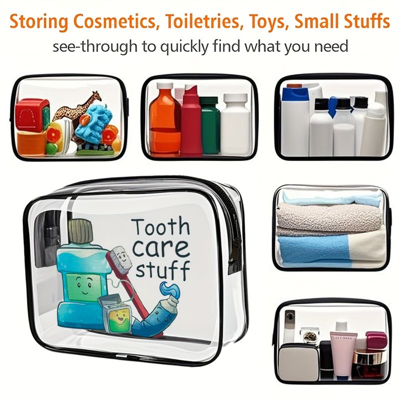 帶拉鍊閉合 大容量 易於清潔 時尚高品質女士和女孩儲物袋 高品質小袋 pvc化妝包 洗漱包 旅行便攜 tsa准入