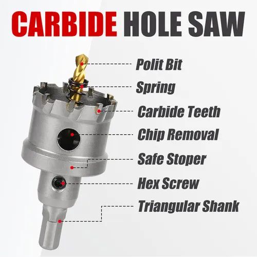 🔥 Carbide cutting tool for metal. High-speed steel titanium-coated sawtooth hole opener, aluminum plate and iron plate punching, natural color drill bit 16-35mm, 7-piece tool set 556 sales