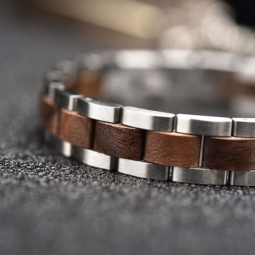 Wooden Bracelet Stainless Steel Solid Wood