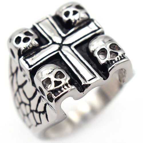 European and American retro men's titanium steel ring tide male domineering steel ring cross ghost ring