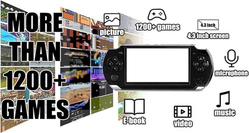 Handheld Game Console, Built-in 1200 Games 4.3 HD Screen Retro Gaming System, Portable Rechargeable Game Console with Dual Joystick, Support TV Output, Best Gift for Adult