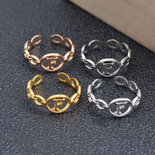 Stainless Steel Bracelet With 26 English Letters Ring Female Adjustable