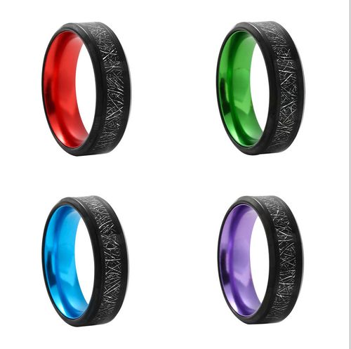 Titanium Steel Ring Imitation Black Meteorite From Europe And America