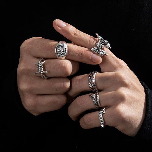 Dark Style Men's Retro Distressed Ring Suit