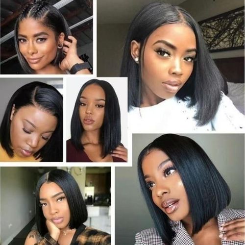 Fashion black long bobo bobo head wig female middle bangs full head set
