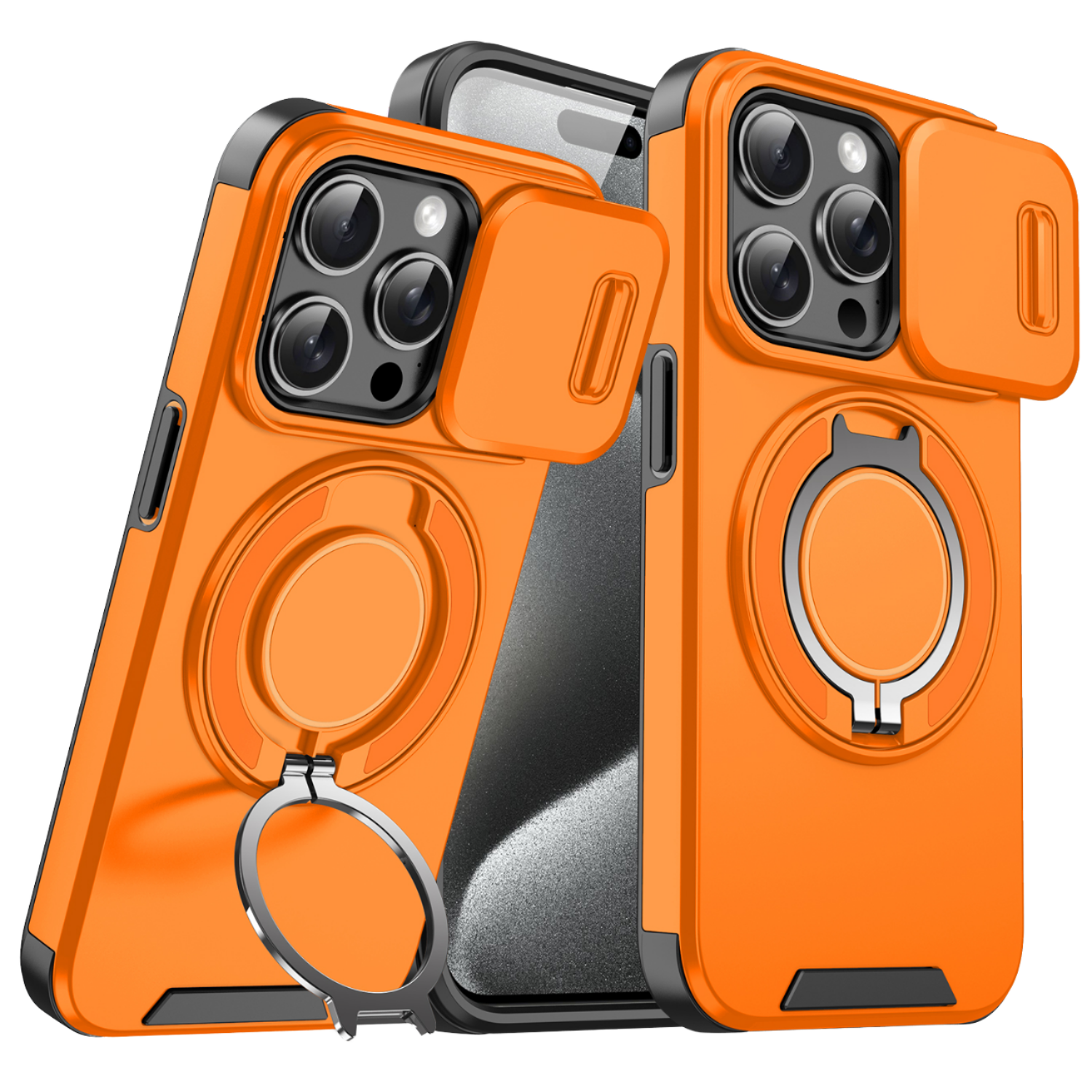 Premium Heavy Duty Rugged Armor Magnetic Bracket Case for iPhone 17 16 15 14 13 Pro Max Plus With Slide Camera Shockproof Cover