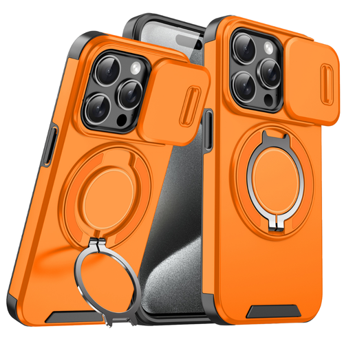 Premium Heavy Duty Rugged Armor Magnetic Bracket Case for iPhone 17 16 15 14 13 Pro Max Plus With Slide Camera Shockproof Cover