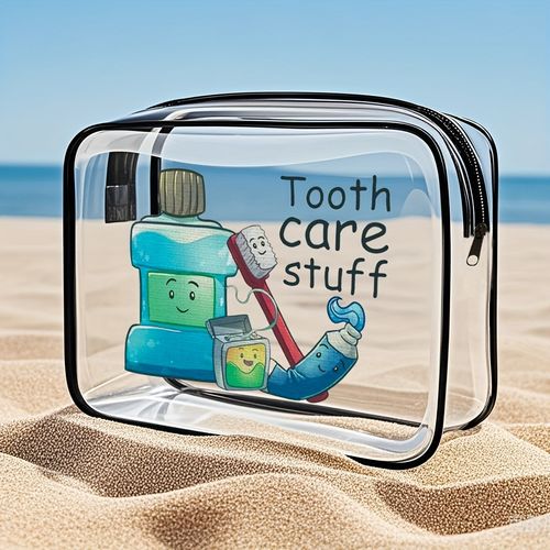 帶拉鍊閉合 大容量 易於清潔 時尚高品質女士和女孩儲物袋 高品質小袋 pvc化妝包 洗漱包 旅行便攜 tsa准入