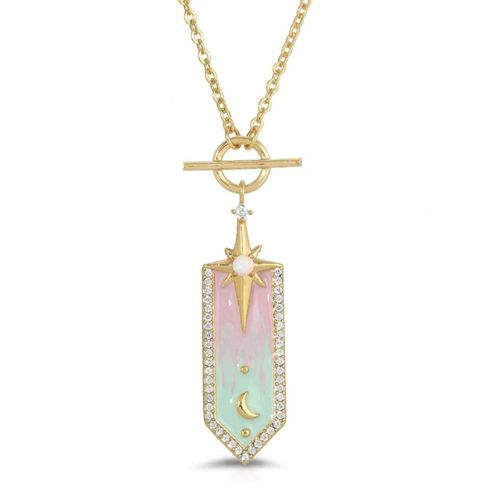 Square Pendant Necklace Stainless Steel Chain