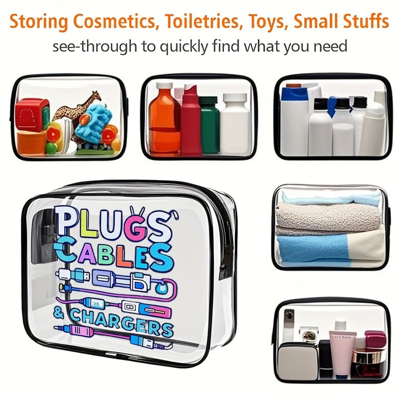 透明單面印刷盥洗包 便攜戶外旅行化妝品收納袋 加厚PVC收納袋