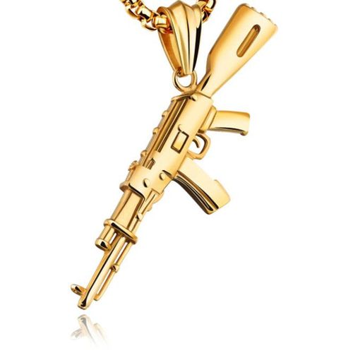Men's AK47 Titanium Steel Street Hip-hop Domineering Stainless Steel Gun Necklace
