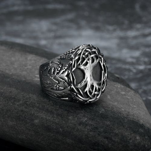 European And American Style Lucky Tree Titanium Steel Men's Ring