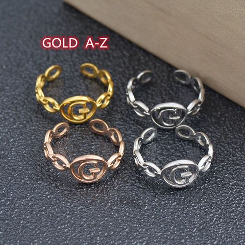 Stainless Steel Bracelet With 26 English Letters Ring Female Adjustable