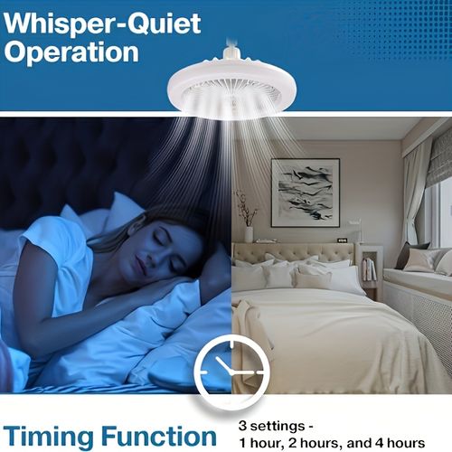 Modern White LED Ceiling Fan Light with Remote Control – 50W, 3-Speed Adjustable Fan & 3 Color Temperatures (3000K-6500K), Dimmable, Timer Function, E26 Base for Bedroom, Kitchen, Closet, and More, Kitchen Illumination | Minimalist Light Fixture | Integrated Light Fan