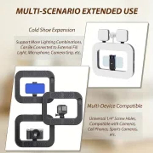 2025 New Smartphone Video Stand Handheld LED Ring Light Selfie Light Mobile Video Stabilizer for Camera, Smartphone, Action Camera, Filming, Filmmaking and Makeup
