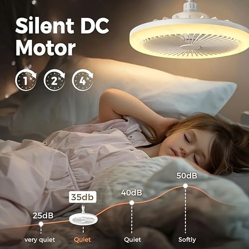Modern White LED Ceiling Fan Light with Remote Control – 50W, 3-Speed Adjustable Fan & 3 Color Temperatures (3000K-6500K), Dimmable, Timer Function, E26 Base for Bedroom, Kitchen, Closet, and More, Kitchen Illumination | Minimalist Light Fixture | Integrated Light Fan