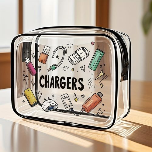 透明拉鍊手提包收納袋洗漱包 輕便旅行包帶線纜管理 清晰洗漱用品及充電器盒適用於科技設備 機場 健身房 日常使用易清潔拉鍊閉合 現代科技設計 專為專業人士與旅行者打造 健身必備 時尚存儲 頻繁出行者首選