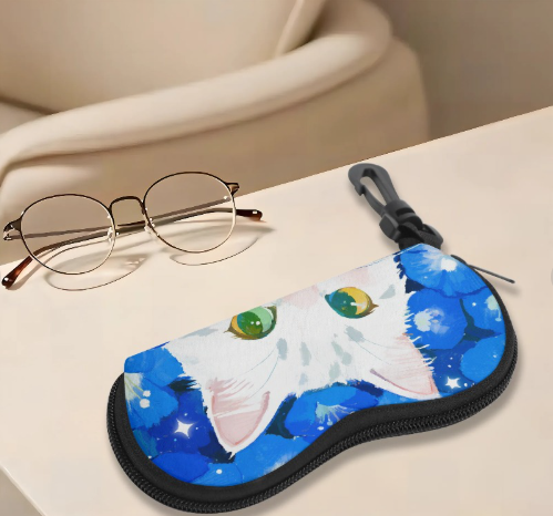 治癒系貓咪眼鏡盒近視鏡墨鏡盒防摔防壓高顏值高級治癒系風皮質來圖定制 可一件定制