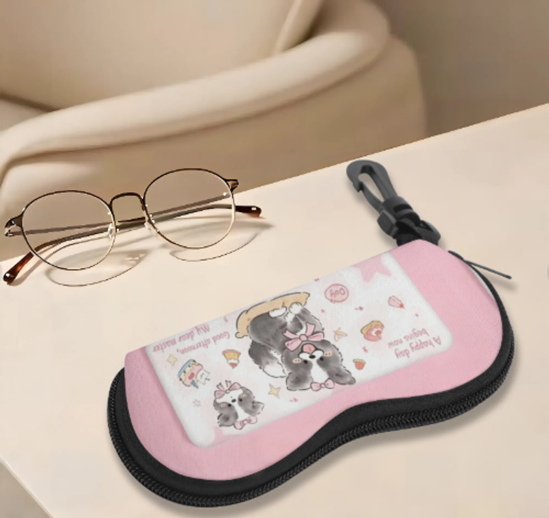 卡通邊牧眼鏡盒近視鏡墨鏡盒防摔防壓高顏值高級感兒童少女皮質來圖定制 可一件定制