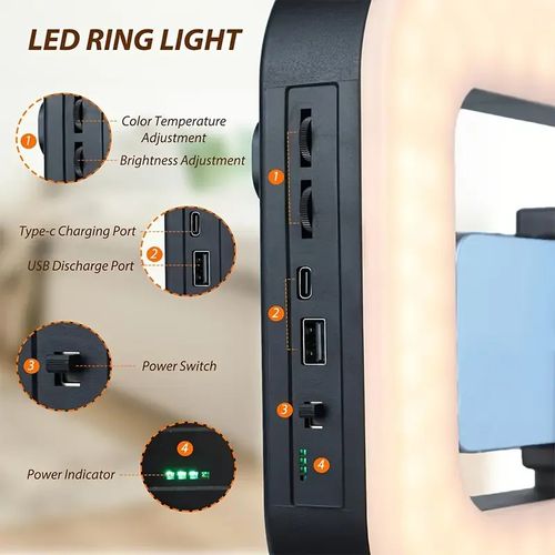 2025 New Smartphone Video Stand Handheld LED Ring Light Selfie Light Mobile Video Stabilizer for Camera, Smartphone, Action Camera, Filming, Filmmaking and Makeup