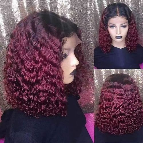 African short hair front lace small curly wig wig new wig ladies gradient colour short curly hair chemical fibre hair set