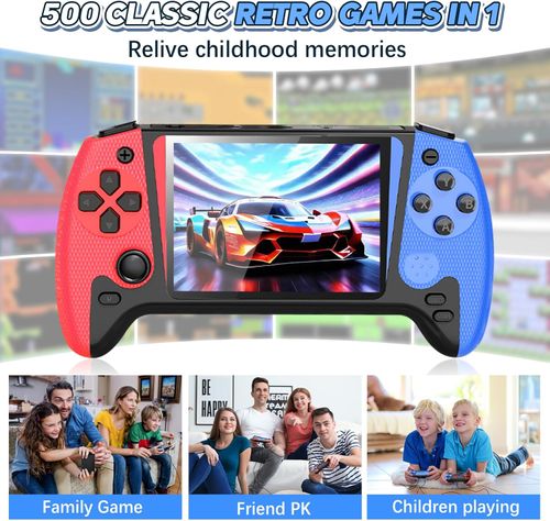 Handheld Game Console, Portable Video Game Console with 500 Retro Games, 3.5HD Screen, Rechargeable Battery, Support 2 Players and Hook Up to TV