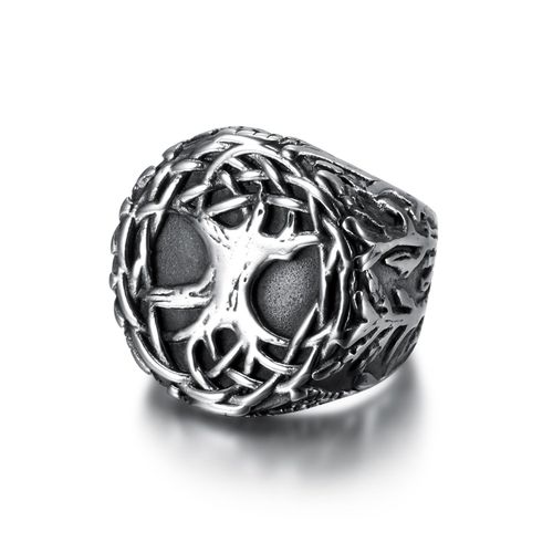 European And American Style Lucky Tree Titanium Steel Men's Ring
