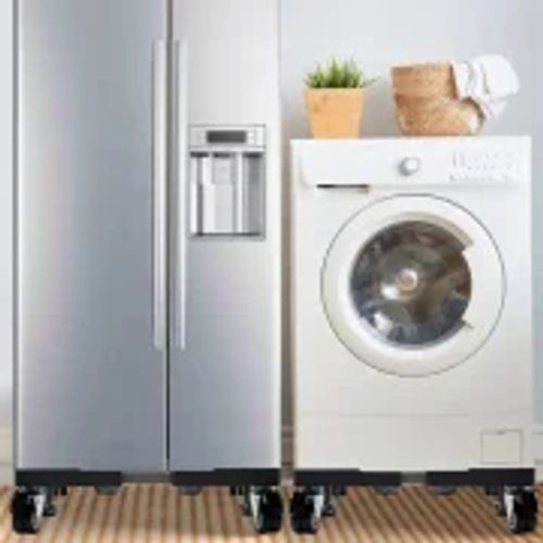 1pc Polyresin Adjustable Appliance Stand with Locking Wheels and Feet - Mobile Base Dolly for Refrigerator, Washer, Dryer - Uncharged, No Battery Required