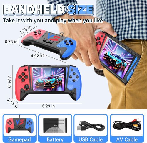 Handheld Game Console, Portable Video Game Console with 500 Retro Games, 3.5HD Screen, Rechargeable Battery, Support 2 Players and Hook Up to TV
