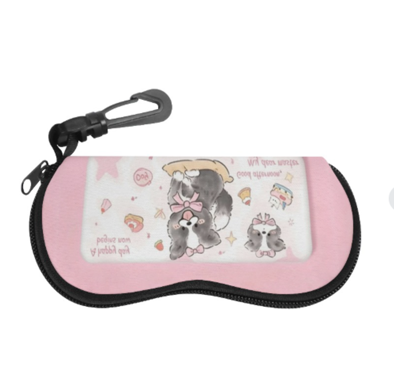 卡通邊牧眼鏡盒近視鏡墨鏡盒防摔防壓高顏值高級感兒童少女皮質來圖定制 可一件定制