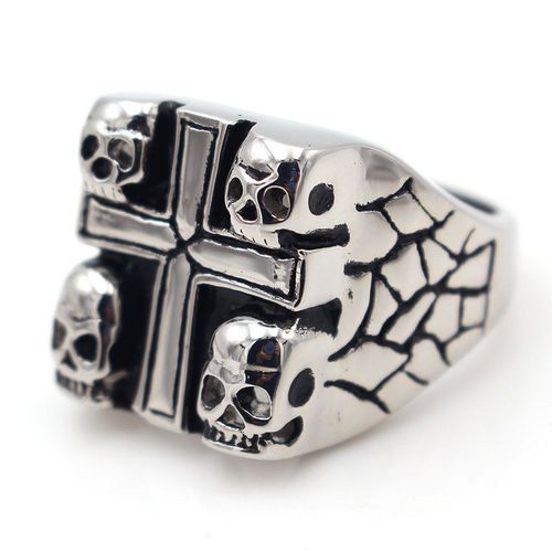 European and American retro men's titanium steel ring tide male domineering steel ring cross ghost ring