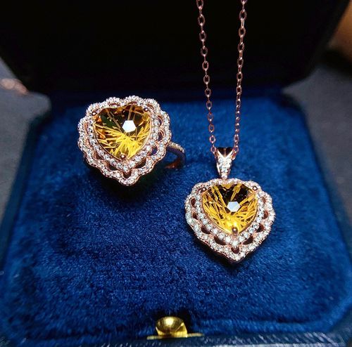 Firework Cut Citrine Set Ring Pendant Crystal