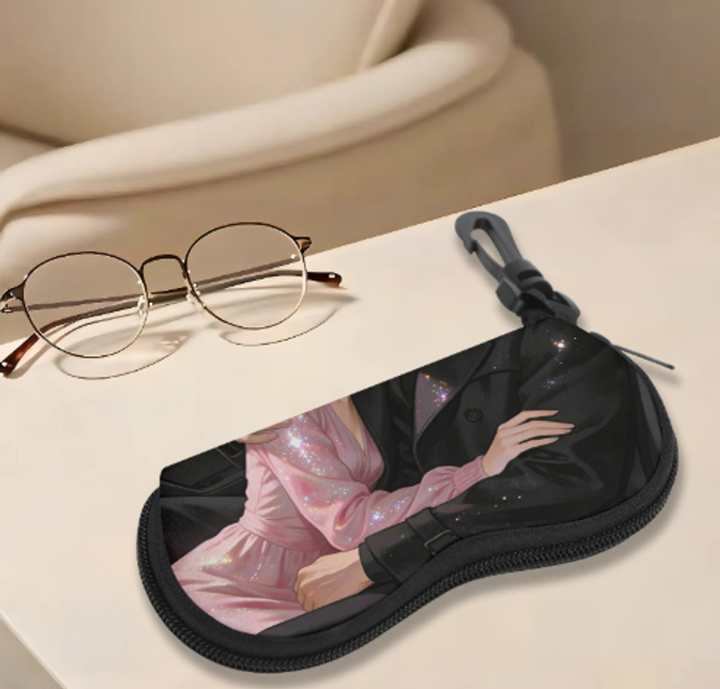 現代浪漫情侶汽車眼鏡盒近視鏡墨鏡盒防摔防壓高顏值高級感都市風皮質來圖定制 可一件定制