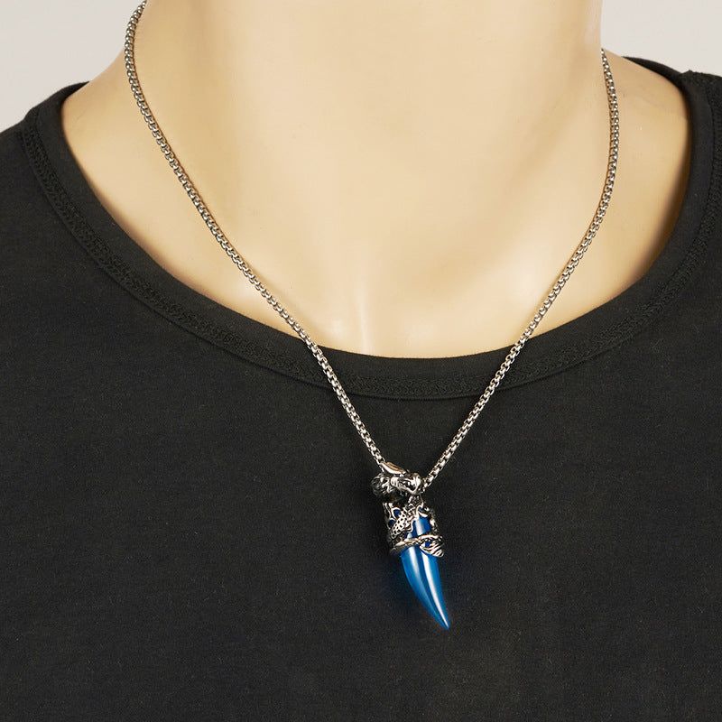 Stainless Steel Ornament Wolf Tooth Pendant Titanium Steel Necklace Men's Accessories