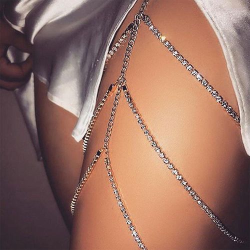 Summer Beach Sexy Multilayer Waist Link Belly Belt Body Chains Crystal Leg Chain for Women Jewelry