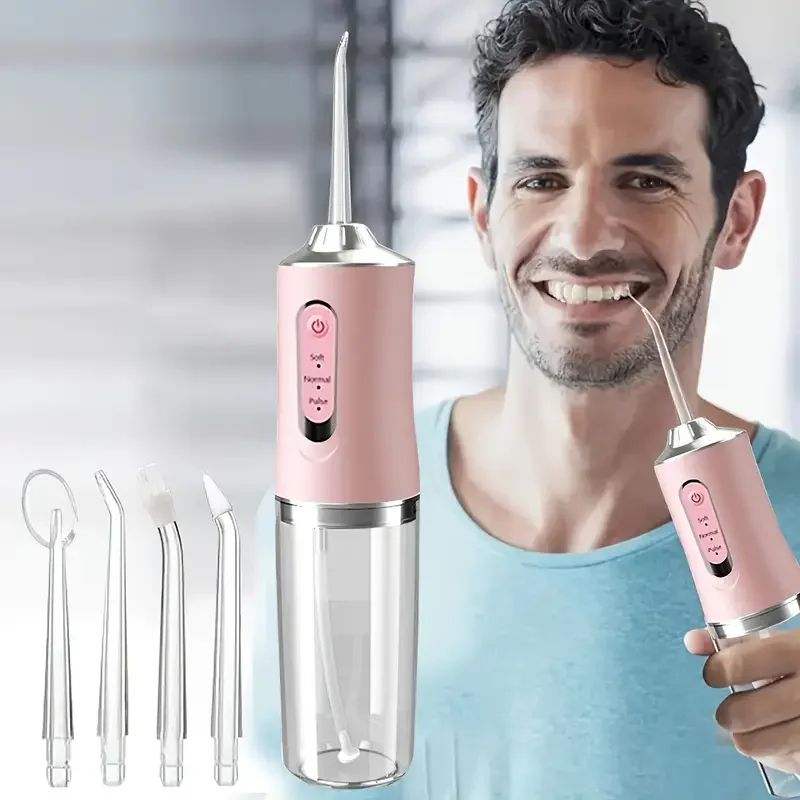 4-in-1 Rechargeable Oral Irrigator: Portable, Wireless Dental Care Flosser with USB Charging for Healthy Gums & Travel