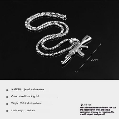 Men's AK47 Titanium Steel Street Hip-hop Domineering Stainless Steel Gun Necklace