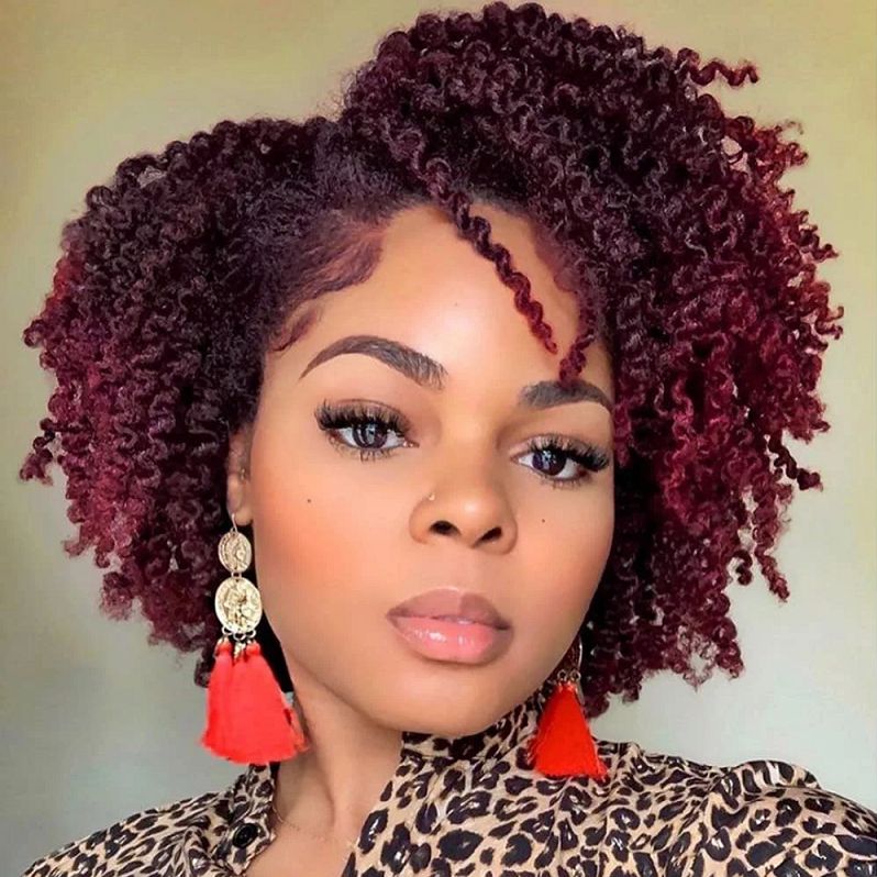 Short Hair Afro Kinky Curly Wigs With Bangs For Black Women