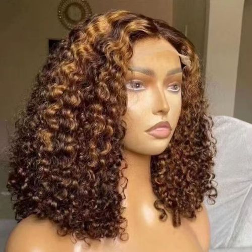 African short hair front lace small curly wig wig new wig ladies gradient colour short curly hair chemical fibre hair set