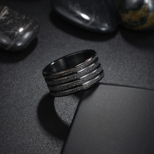 European And American 10MM Wide Titanium Steel Frosted Men's Ring